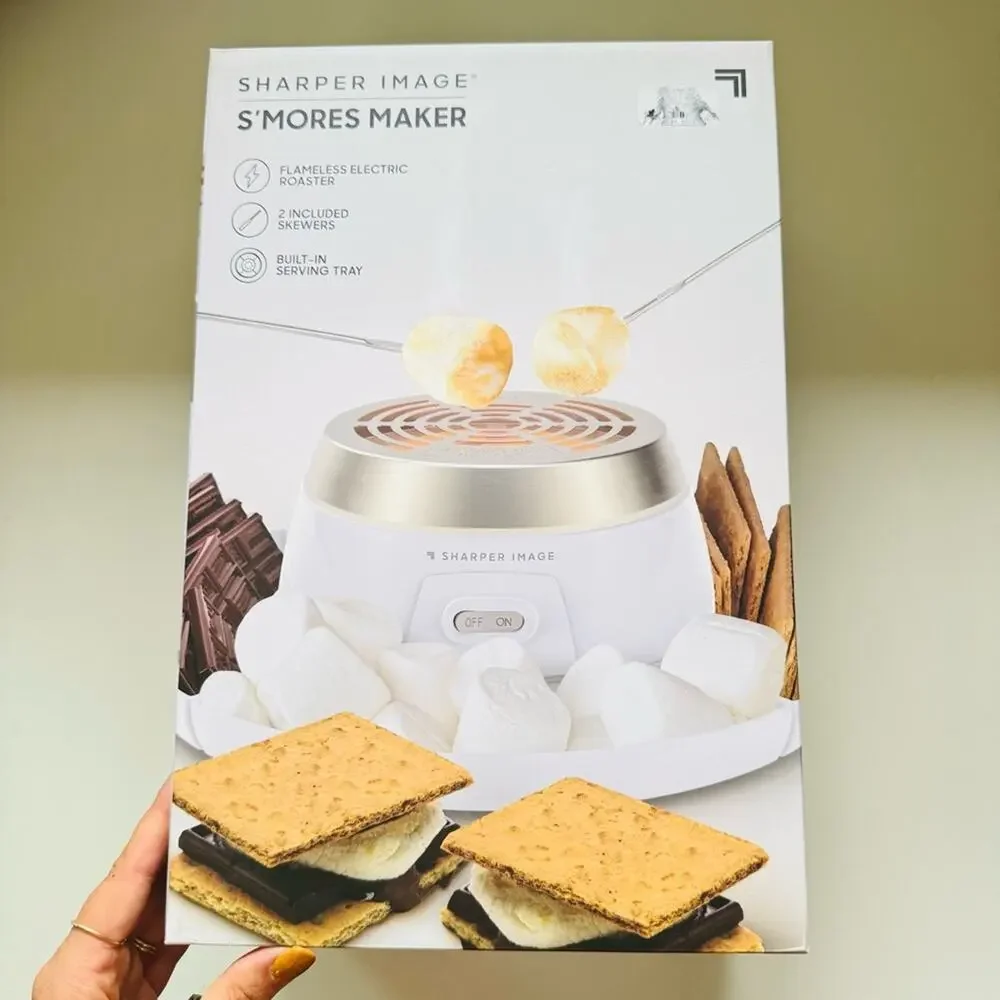 NEW SHARPER IMAGE White Silver Stainless Steel Electric Smores Maker Fondue Fork